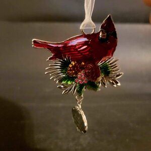 Ganz Cardinal Bird Ornament With Dangling Charm
